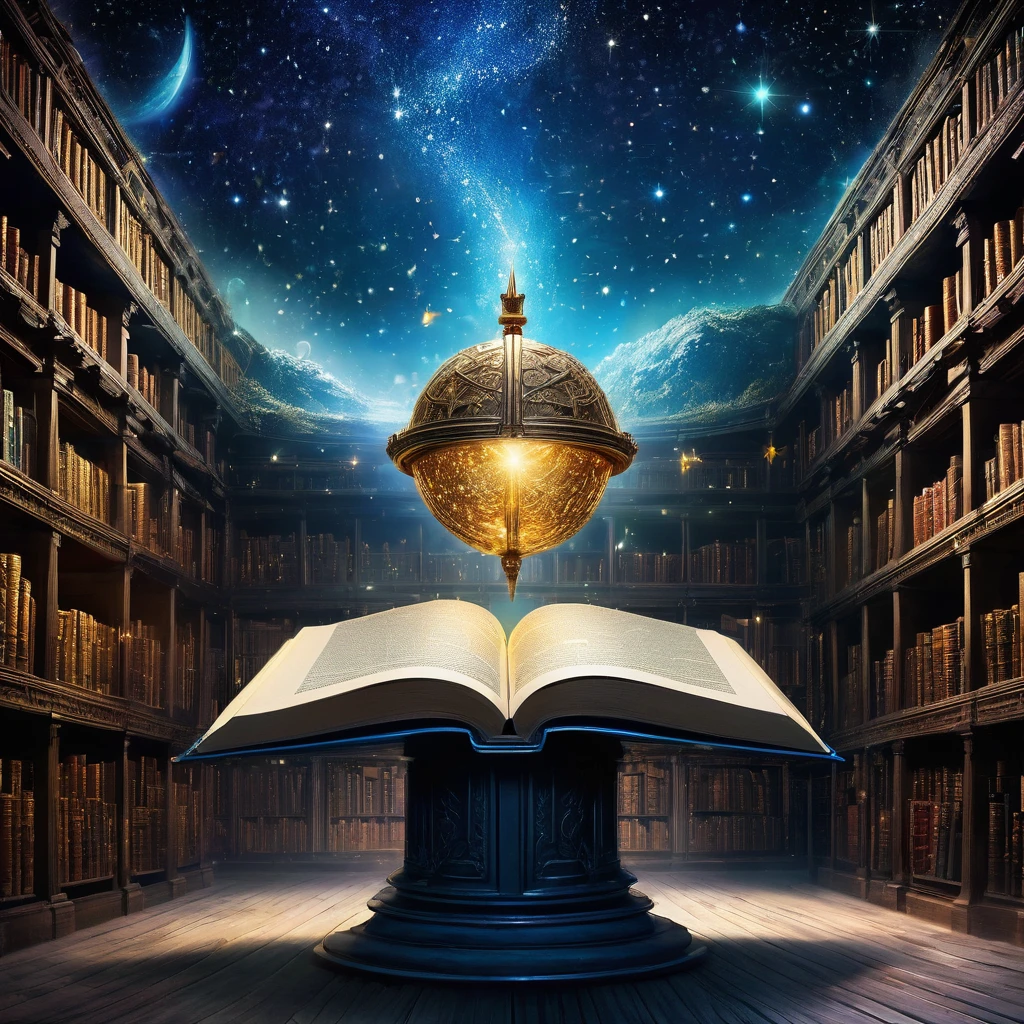 "Create a stunning cover for a history channel that blends the enchantment of ancient legends with the excitement of historical exploration. Imagine a vast, ancient library with towering shelves filled with glowing, magical books. In the center, a grand, open book on a pedestal emits a radiant light, with pages that seem to turn on their own, revealing intricate maps and mystical runes. Surrounding the book, ethereal images of famous historical figures and mythical creatures emerge from the pages, as if coming to life. Above, a celestial night sky with twinkling stars and constellations forms a backdrop, hinting at the infinite stories of the past. Include a majestic, legendary warrior helmet and a quill pen writing in mid-air, adding to the sense of wonder. Use an elegant, fantasy-inspired serif or handwritten font for the channel name and tagline, ensuring they are prominently displayed. Choose a rich, vibrant color palette with deep blues, golds, and shimmering silvers, creating a sense of depth and magic. The overall design should be enchanting and captivating, inviting viewers into a world where history and fantasy intertwine seamlessly."