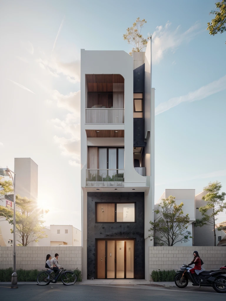 - 1 modern curev-shaped house, aerial view of the house, avoir l'modern and minimalist look, (((1 route devant la maison:1.3))), le planteur a de nombreux chrysanthèmes blancs:1.2 - (Photo brute, real, best quality, head of'artwork:1.2),(hyper realistic, photo-realistic:1.2), High quality,(((hyper detail:1.5))), archquotidiennement, award-winning design - dynamic light:1.3, (DARK LIGHT:1.2), lumière parfaite, - sleek, minimalist feel, open pose