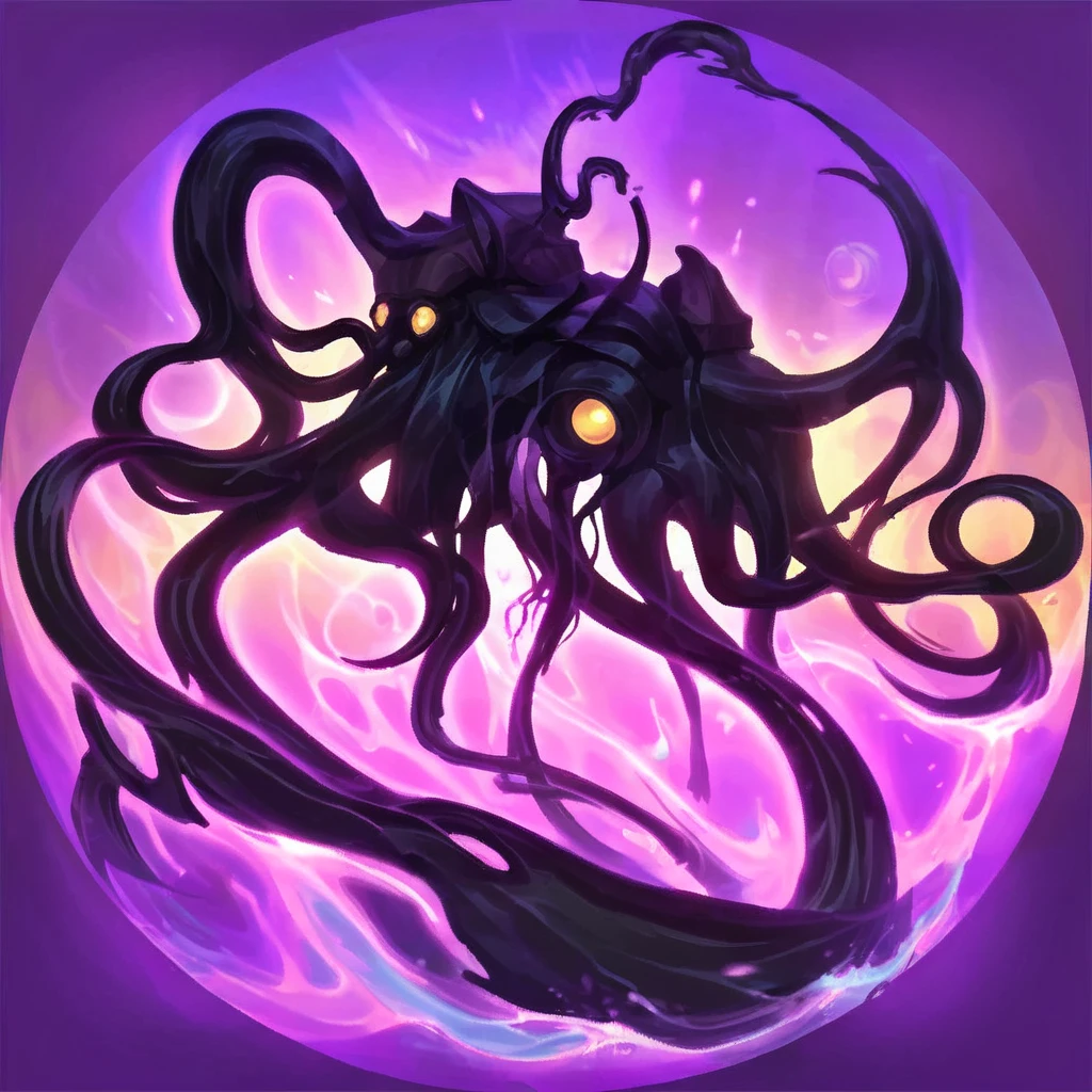 black dark light icon, shiny black tentacles, Tentacles appear on a character&#39;s body
