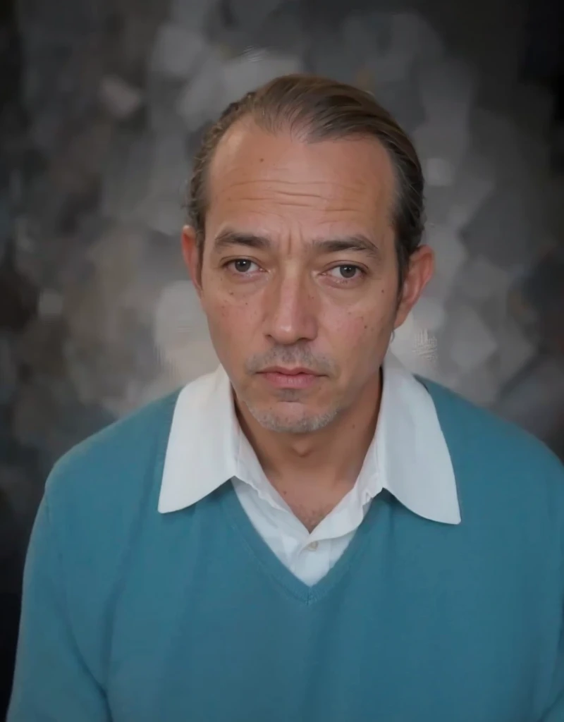 A realistis european man face age 40 year wear a blue polo shirt,ultra hd 8k