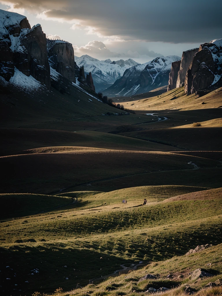 Simple and beautiful landscape, dramatic lighting