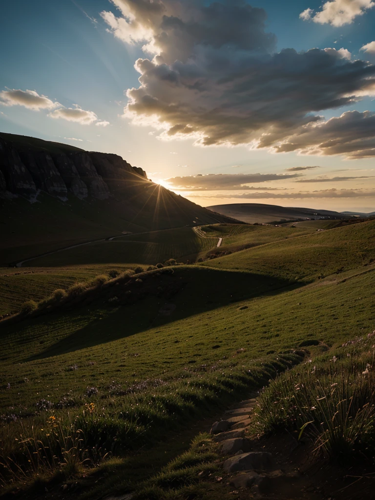 Simple and beautiful landscape, dramatic lighting 