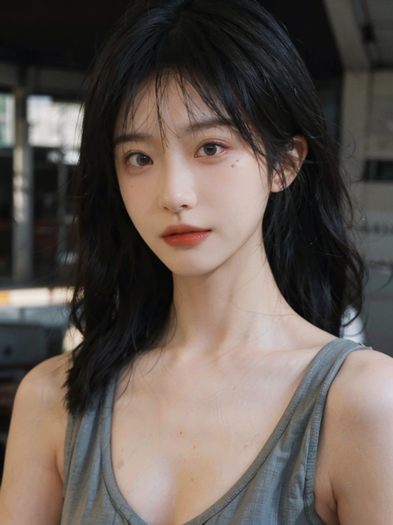 (smooth skin textures:1.3), Lipstick, Upper body,Upper Body,background, earrings, serene, calm, (Dress conservatively:1.6),(Realistic and detailed eyes:1.2), Natural skin texture, Realistic facial details, Soft dramatic lighting, Vivid details, outdoor, (Photo Practical:1.4), (hyper Practical:1.4), (Practical:1.3), (Improve lighting quality:0.9), (Highest quality real skin textures:1.4), (Enhance the beauty of skin texture:1.1), Hair details, model, short hair, Moles under the eyes, Portrait Photography, Depth of Field, Bokeh, Surrealism, Ray Tracing, (Portrait Photography:1.1), Surrealism, High Detail, Chiaroscuro, Ray Tracing, reflected light, Ultra HD, Ultra HD, masterpiece, Textured Skin, Super Detail, High Detail, high quality, best quality