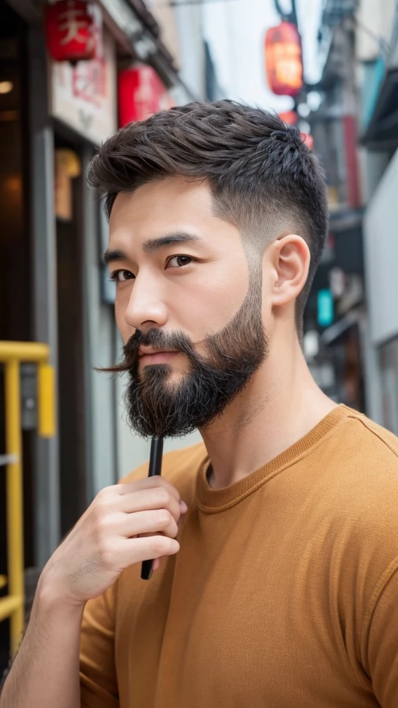 Refreshing man in his 40s、Short Hair、Chinese meat、Beardless anime style