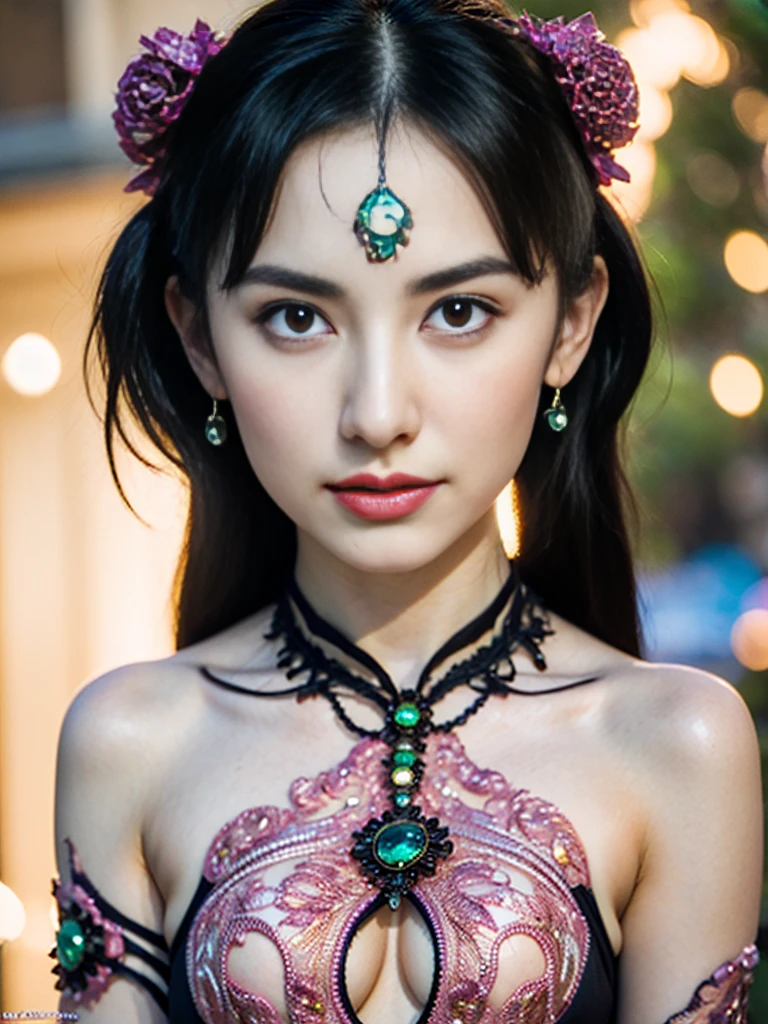 From Side, Photorealistic, Official art, Unity 8k wallpapr, 8K Portrait, Best Quality, Very high resolution, (Incredibly beautiful nature background:1.6), One girl, One beautiful teenage italian girl, sixteen years old, Obscene, (Sexy and glamorous:1.1), (A coquettish expression:1.6), (small breasts with raised pink areolas,,:1.6), Vulgarity, (seductively smiling:1.2), (full body1.0), (erotic posing:1.5), (Magic Attack Pose:1.6),(magical effects like sparkles or energy:1.5), (Electric shock from hands:1.1), (Detailed blue bodysuit with beautiful fractal or marble design:1.5), (Beautiful and d delicate ruby, topaz, emerald and sapphire jewelry:1.45),  Beautiful seductive face, Portrait, (Thick eyebrows:1.2), (Big purple eyes:1.2), Beautiful eyes with fine symmetry, (Ultra detailed eyes:1.4), (High resolution eyes:1.1), Intimate face, (ultra detailed skin texture:1.4), White skin, pale skin, Perfect Anatomy, Thin, (Beautiful toned body:1.1), Hair Bow, (Moist skin:1.1), full of sweat, No makeup, dark circles, Good anatomy, Focus Face, goodlooking, (Emilia Clark:0.6)  (Emma watson:0.3),(Jennifer Connelly:0.4), (sensual face:1.5), Elegant face, Nice, Dolce, Cyberpunk Sci-Fi, (Gauntlets with intricate and beautiful designs:1.2), Blurred background, Blurred foreground, depth of fields, (Motion Blur:1.1), Complex and colorful biomechanical bodysuit, Zentangle, mandalas, Entangled,  (Small breasts:1.2), Sheer breast, (Beautiful :1.2), (NSFW:1.2), large hips, drivel,  Juice stain, grabbing on breasts