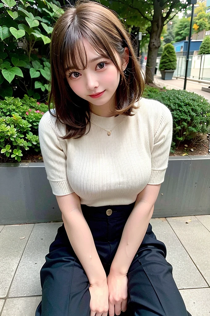 (8K, Raw photo:1.2)Detailed face and eyes,Best Quality, 超A high resolution, Highly detailed ,intricate detailes ,masutepiece ,Cute Girl , Soft cinematic light, Hyper-detailing,Sharp Focus, High quality, Blonde hair, bob cuts, tits out,Knitted dresses, Spread your legs apart, pantiy
