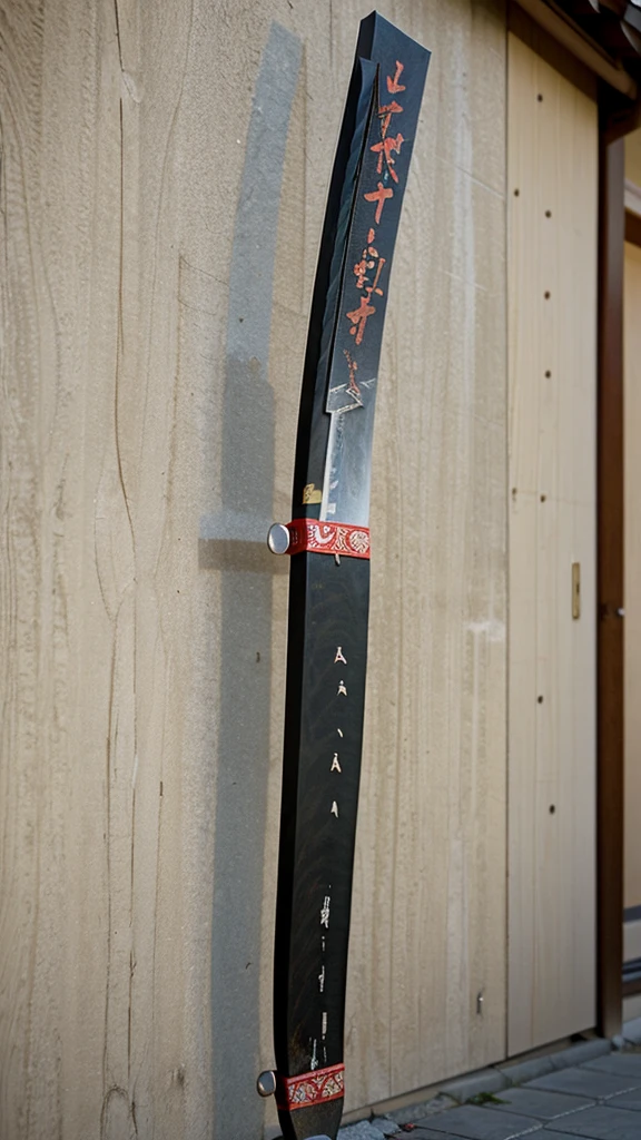 An image of a Japanese katana decorating a wall of a house 
