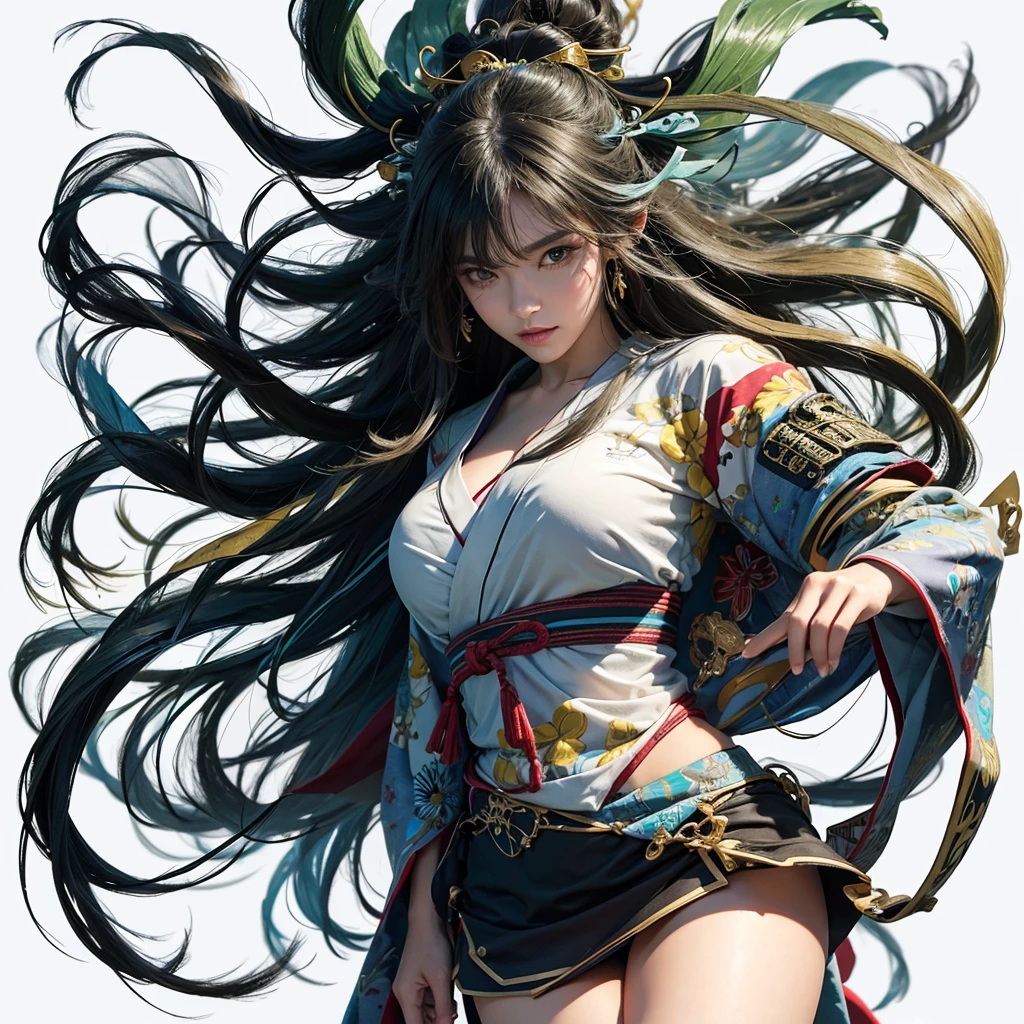 ((top quality, 8K, masterpiece: 1.3)), sharp focus: 1.2, (super beautiful face: 1.0), (shiny skin: 1.0), Realistic photos, black hair, Realistic students, movie lighting, Eyes and facial details are very rich, movie lighting,  (Cowboy shooting: 1.0),  (kimono, And also, Heart: 1.15),　(Korean cute actress), In nature, classic kimono,
