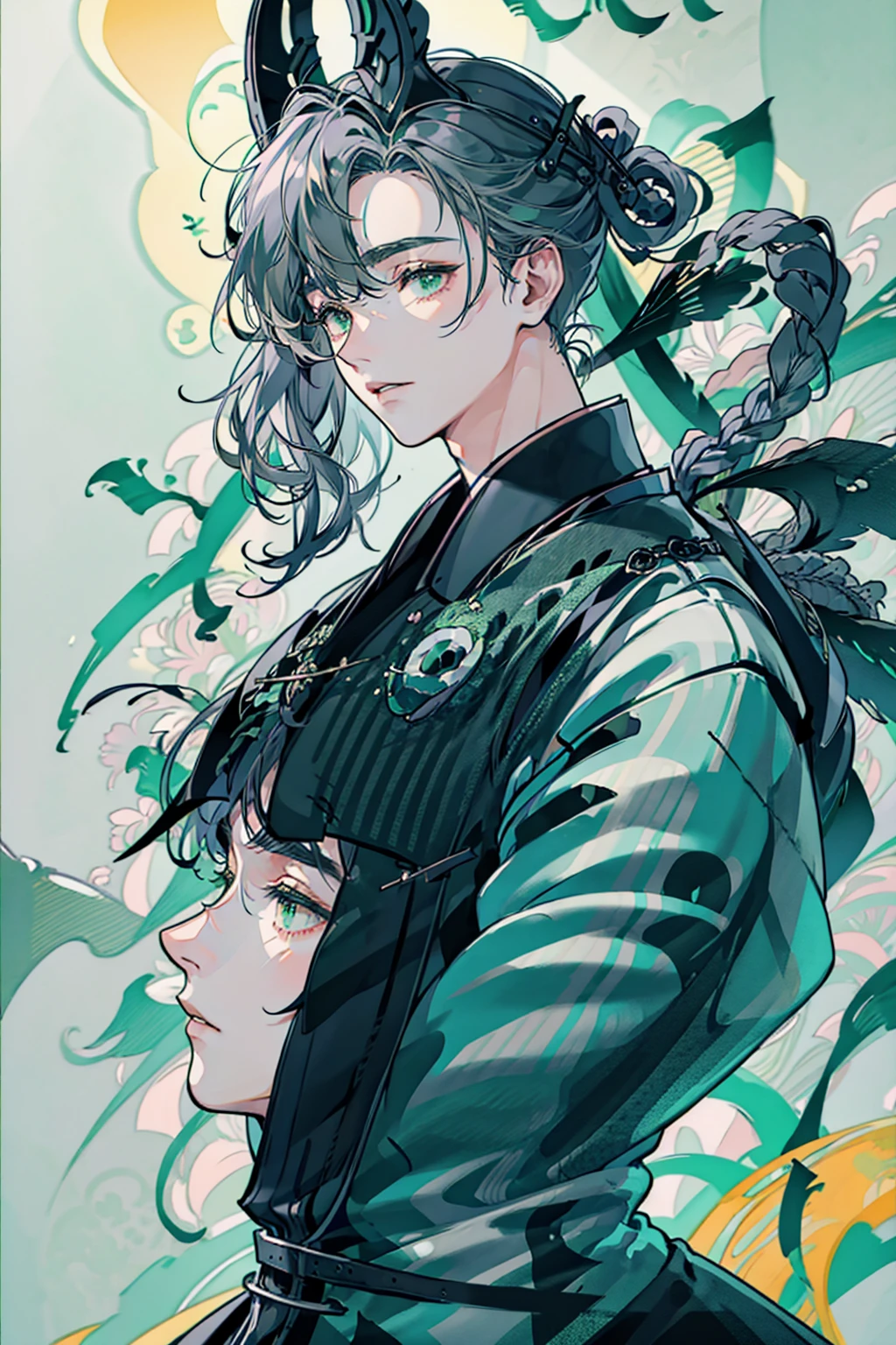 gang、male、Japan、Gray Hair Color、dark、black、Green