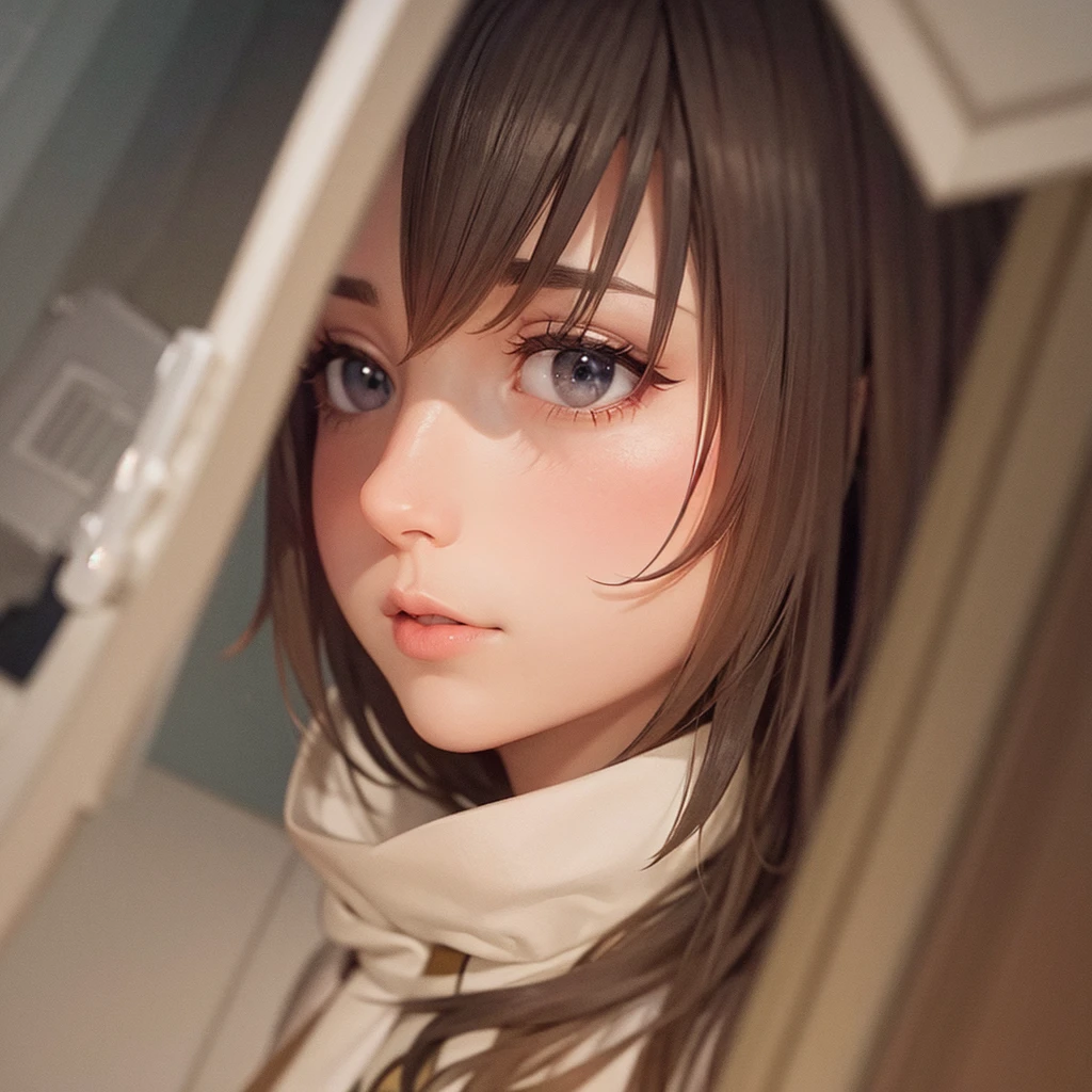 head of'artwork, (realistic), high resolution, very detailed, Complicated, lovely woman, russet hair, blue eye, freckled, detailed face, armure de bikini, from behind, regarder le spectateur, showing ass, ssmile, fille chat, cat ears, queue de chat