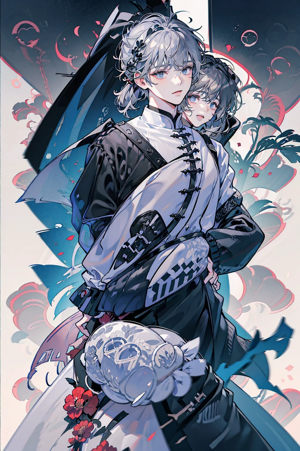 gang、male、Gray Hair Color、dark、Black、front