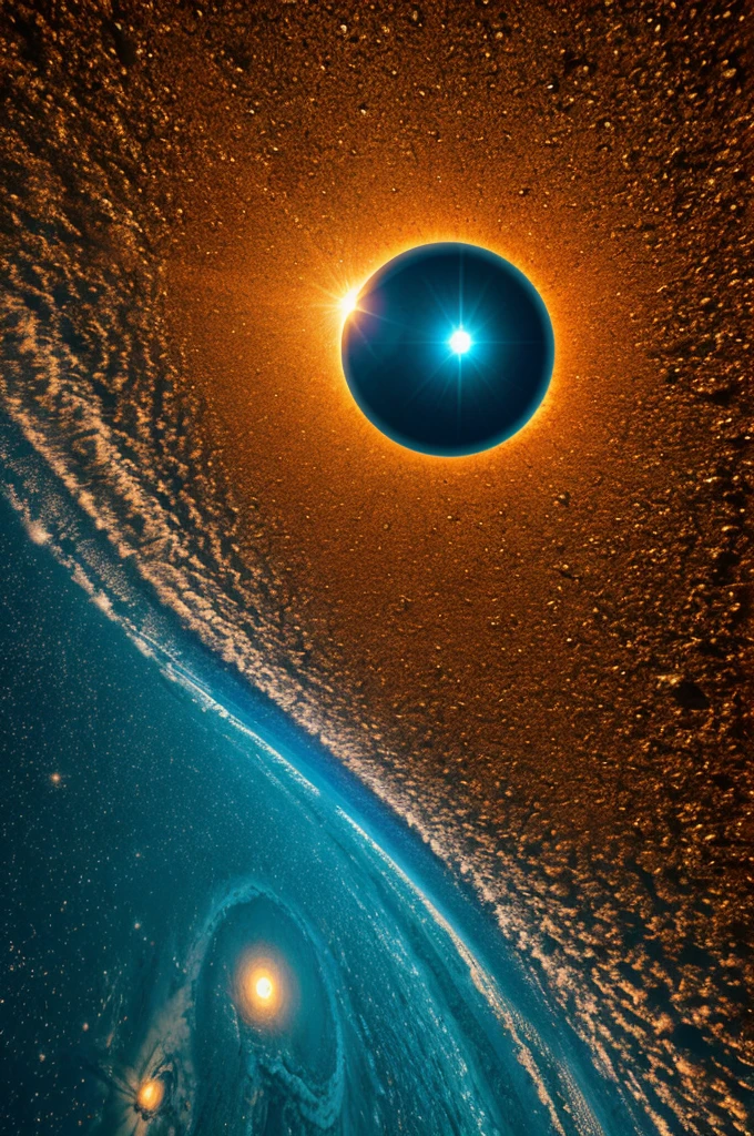 Abstract of the sun on another planet with 3D colors