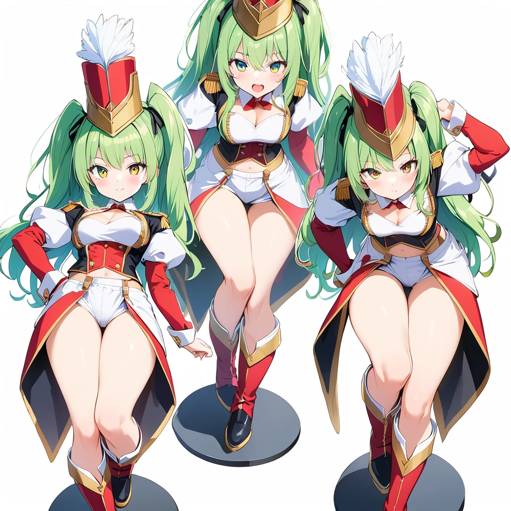 16k works,Highest quality,18-year-old,No background.White background only,whole body、Kneel,Dynamic and sexy pose, One person, Beautiful Face,, Symmetrical eyes, Perfect body, Good balance、 Perfect body、 marching band