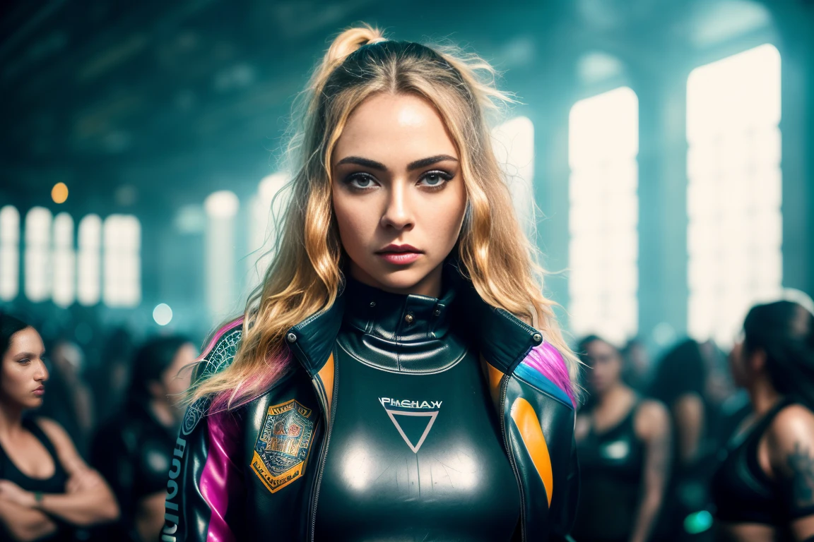 (Masterpiece:1.1), (photorealism:1.1), (1 girl),a sporty woman, without makeup, Cara de ahegao, sweaty skin, global illumination, Wavy brown hair with blonde highlights., punk, (wearing a leather bolero jacket and spandex bra and shorts), tear face tattoo, blushing, exposed breasts, ((Full length portrait)), alternative woman, (Open mouth), (moaning), tattoos, Detailed photography, poster, high detailed, 8k, focus on lips, in front of the camera, 8K resolution, ashamed, (orgasm), (eyes partially closed), NSFW, pulido, HDR, 8k, sharp focus, focus on face, medium breasts, Dark eyeliner, lipstick, (on a dance floor in a crowded nightclub), At night, backlights, people in the background, color photo, shallow depth of field, natural light, (perfect hands), Perfect face, wet hair