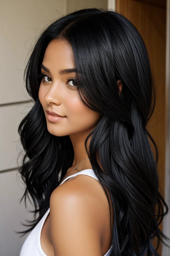 Girl beautiful, black hair