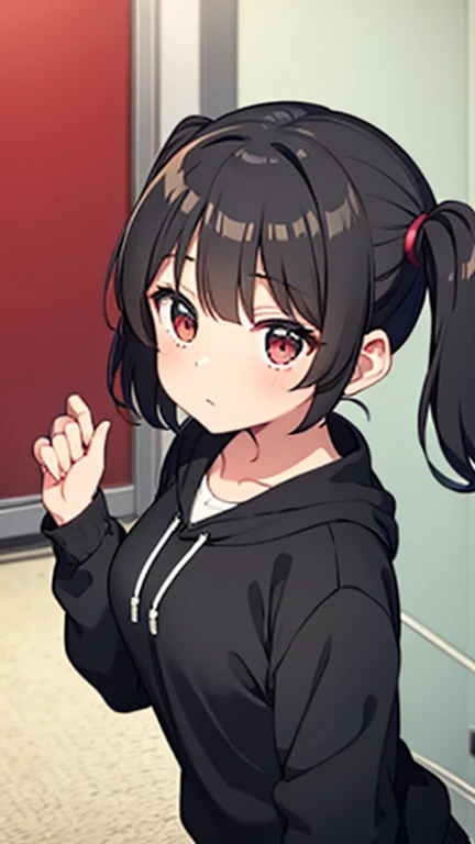Black hair twin tails、tits、A sneak peek