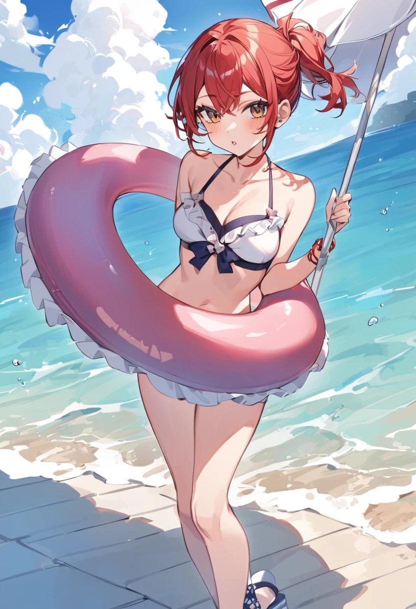 Swimwear、Ocean、Parasol、Swim ring、Red hair、Shortcuts