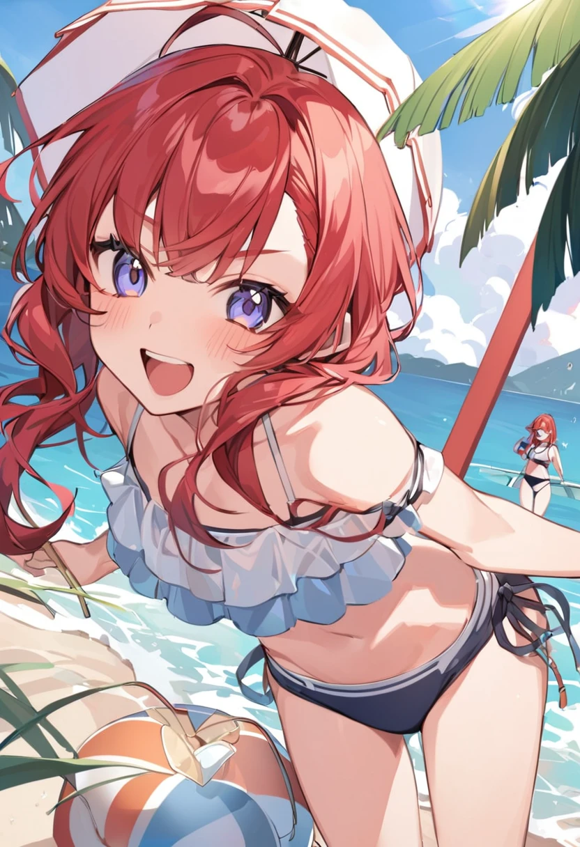 Swimwear、Ocean、Parasol、Swim ring、Red hair、Shortcuts