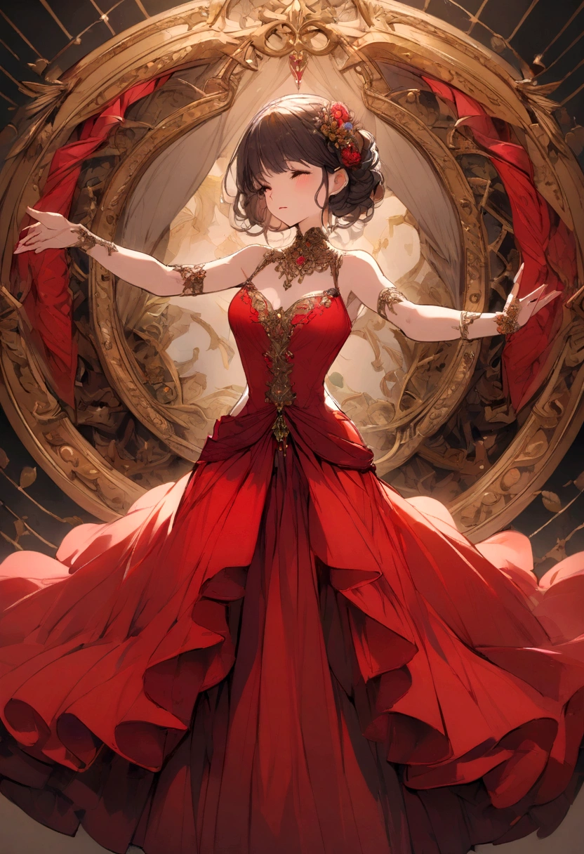 Woman dancing in red dress