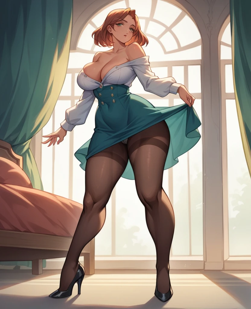 Full Body Look with thick legs and thighs, curves and fat 55 year old. standing in the bedroom. Linggeri dress that comes off and without buttons. Collarless is very tempting. without motive. The view of all the people with thick legs and thighs was exposed. Volume giant, very large, and extreme, Panties floored very deep, no glasses, sexy ensemble, no stockings and high heels, very curvaceous figure, Pantyhose ,Full Body Look with thick legs and thighs 55 years old