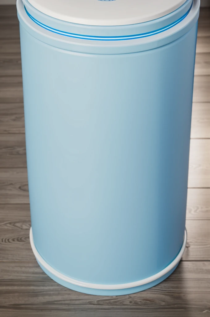 Plastic drum with light blue and white colors
