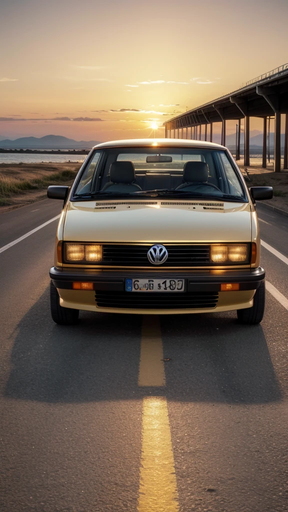 wallpaper no final de tarde, golden sunset, Volkswagen santana 1987