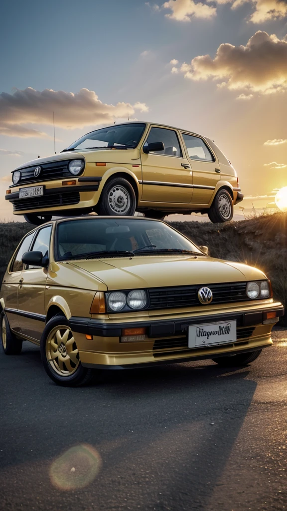 wallpaper no final de tarde, golden sunset, Volkswagen santana 1987