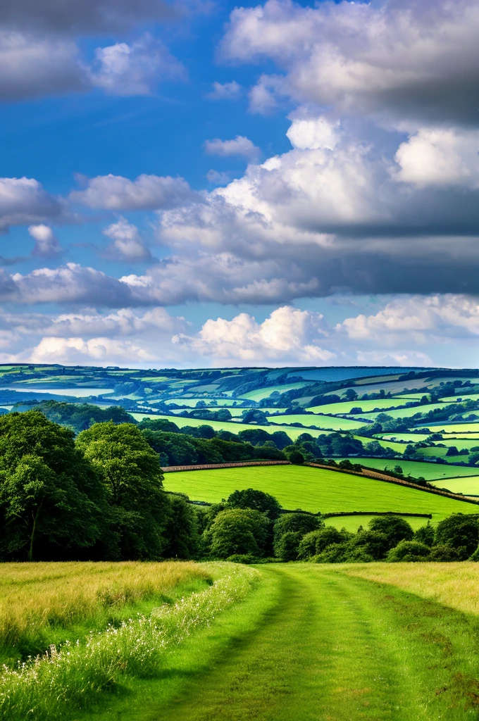 Original landscape，Sky and clouds，Tyndall effect，A country road，Colorful hot air balloon，High quality desktop wallpaper, Verdant forest, Detailed field properties, Beautiful English countryside, Stunning scenery, Rolling Hills, Landscape Wallpaper, Lush countryside, Green forests, Stunning scenery, Green fields in the background, High quality wallpaper, Beautiful wallpapers，Ultra high quality，Ultra HD，Ultra-high resolution