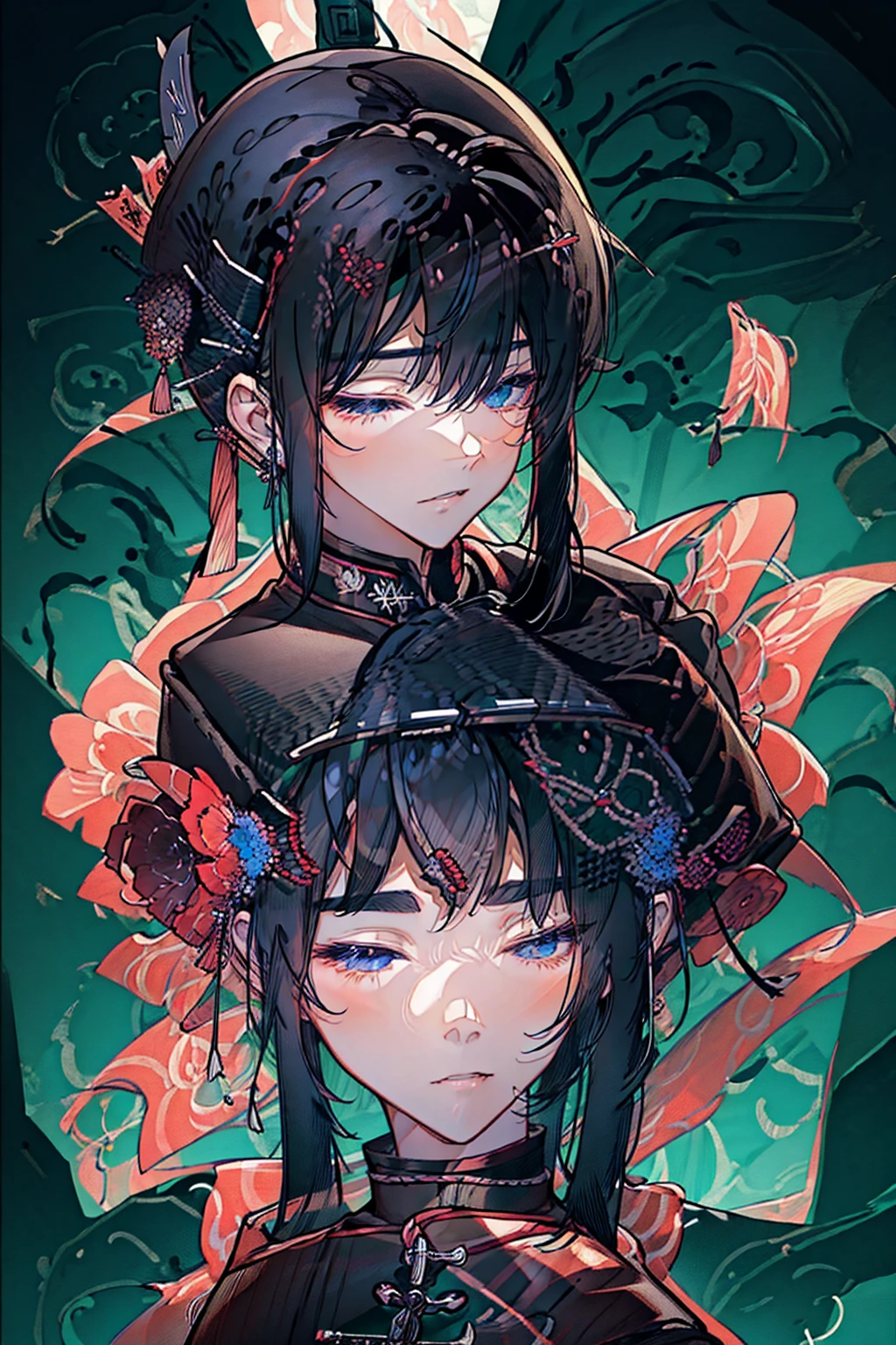 gang、male、adult、Black髪色、dark、Black、front、suit、Earrings