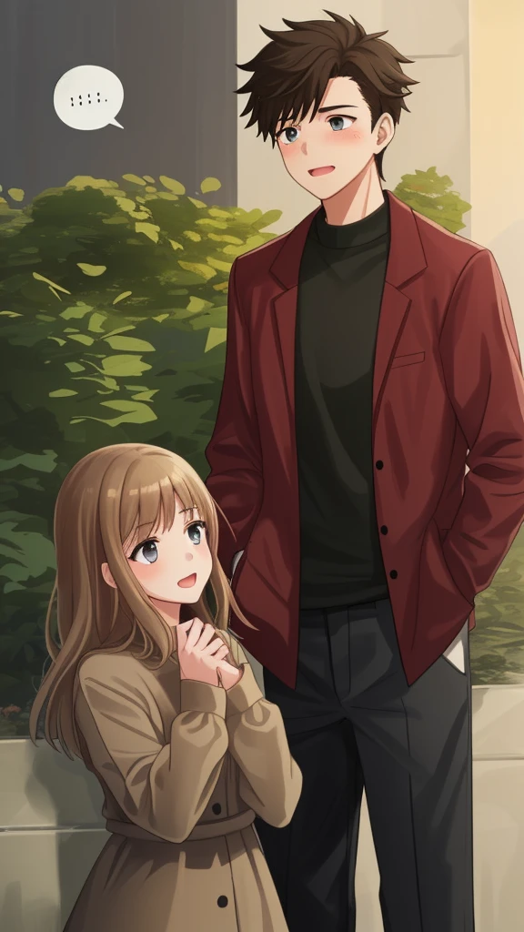 A girl and a boy talking