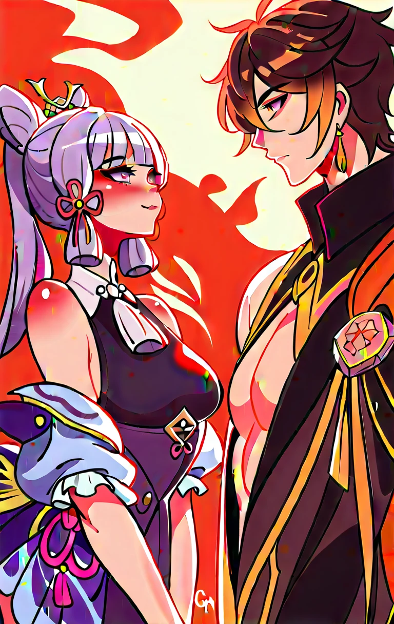 a drawing of a fox with bunny ears with a purple coat concept art inspired by Okumura Masanobu, pixiv, shin hanga, keqing from genshin impact, genshin impact character, zhongli from genshin impact, ( ( character concept art ) ), official character art, picture of a male cleric, ayaka genshin impact