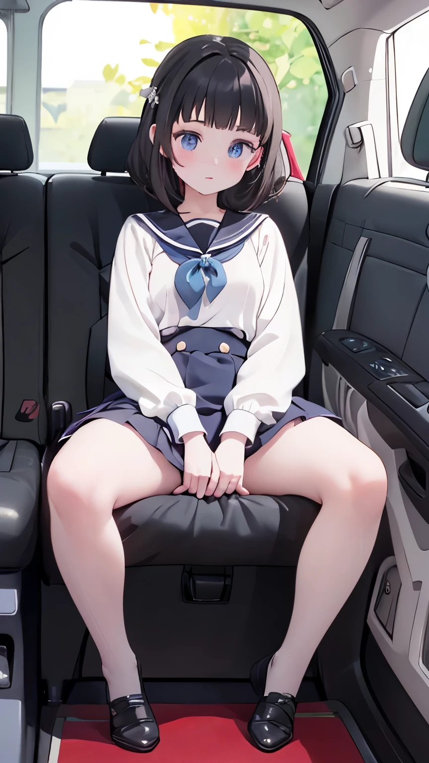 high resolution、4K、Masterpiece、1 big breasted girls、One Man、One Man、Face-to-face sitting position、Sex、Bare your breasts、Exposing the breasts、Back seat of a car、stand、Micro Mini Skirt、No panties、Pussy、Nipples、blush、Black knee-high socks、Absolute area、Masturbation、Love juice、Climax、Squirting、Full body portrait、tough、sit、Spread your legs、vibrator