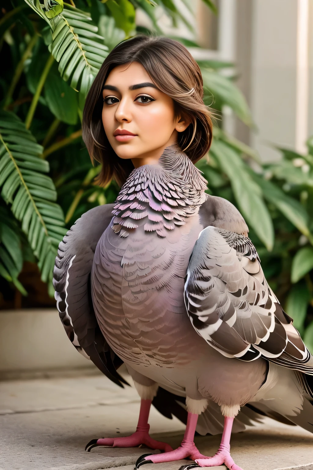 Hansika Motwani is a pigeon bird, She is a bird but her head looks like girl, from neck to full body looks like pigeon bird. Pigeon legs, pigeon wings. Bird body, pigeon body, perfect picture, perfect bird, real bird, Real head replace with real pigeon head. Exact Bird. Pigeon and its eggs.