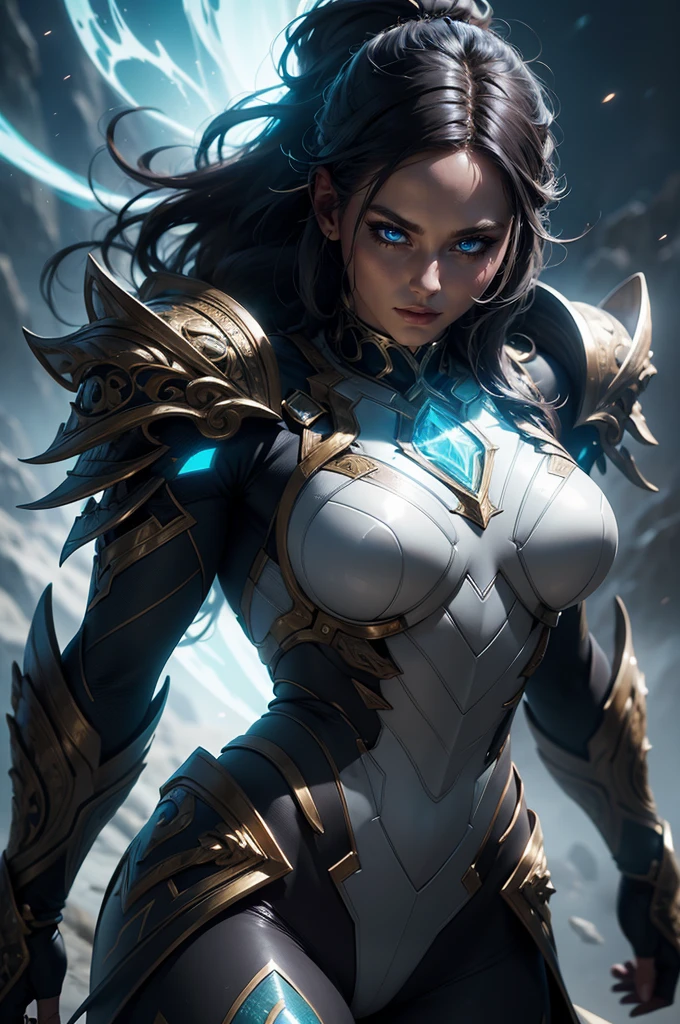 1girl, muscular athletic body, elemental powers, glowing energy aura, hyper detailed, intricate armor, detailed facial features, piercing eyes, flowing hair, detailed clothing texture, dynamic action pose, volumetric lighting, cinematic camera angle, fantasy landscape background, epic dramatic lighting, vibrant color palette, digital art, concept art style, octane render, 8k, HDR, hyper realistic, photorealistic
