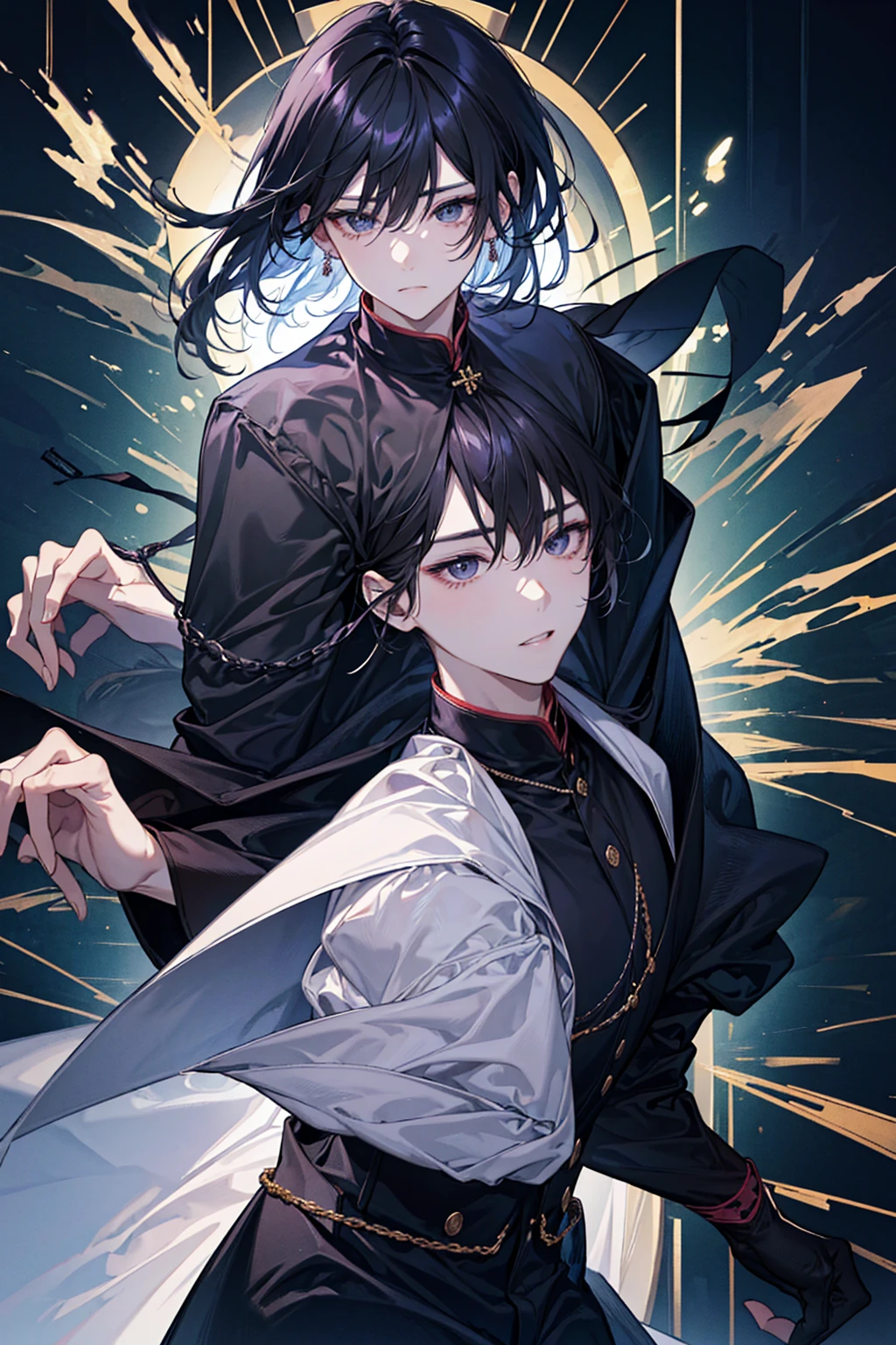 male、Black髪色、dark、Black、front、suit、Earrings