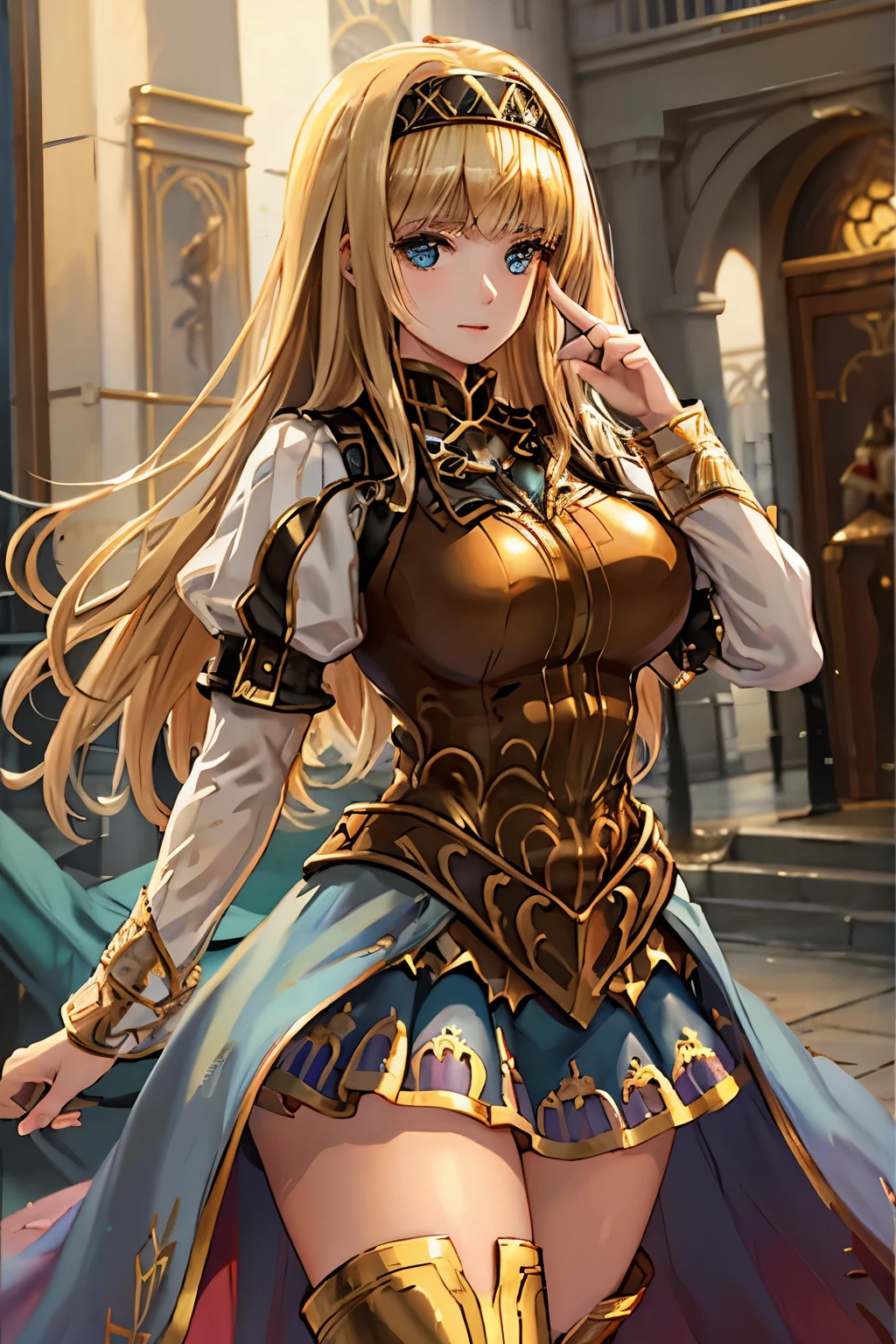 （（（ＳＦＷ、sound、Highest quality、first-clasasterpiece、Normal body、8K、Detailed face、Ultra-precision、Normal hand、Normal finger、５Finger、Highest）））、beautiful girl、Golden blonde;1.4、Alisha、Valkyrie Profile