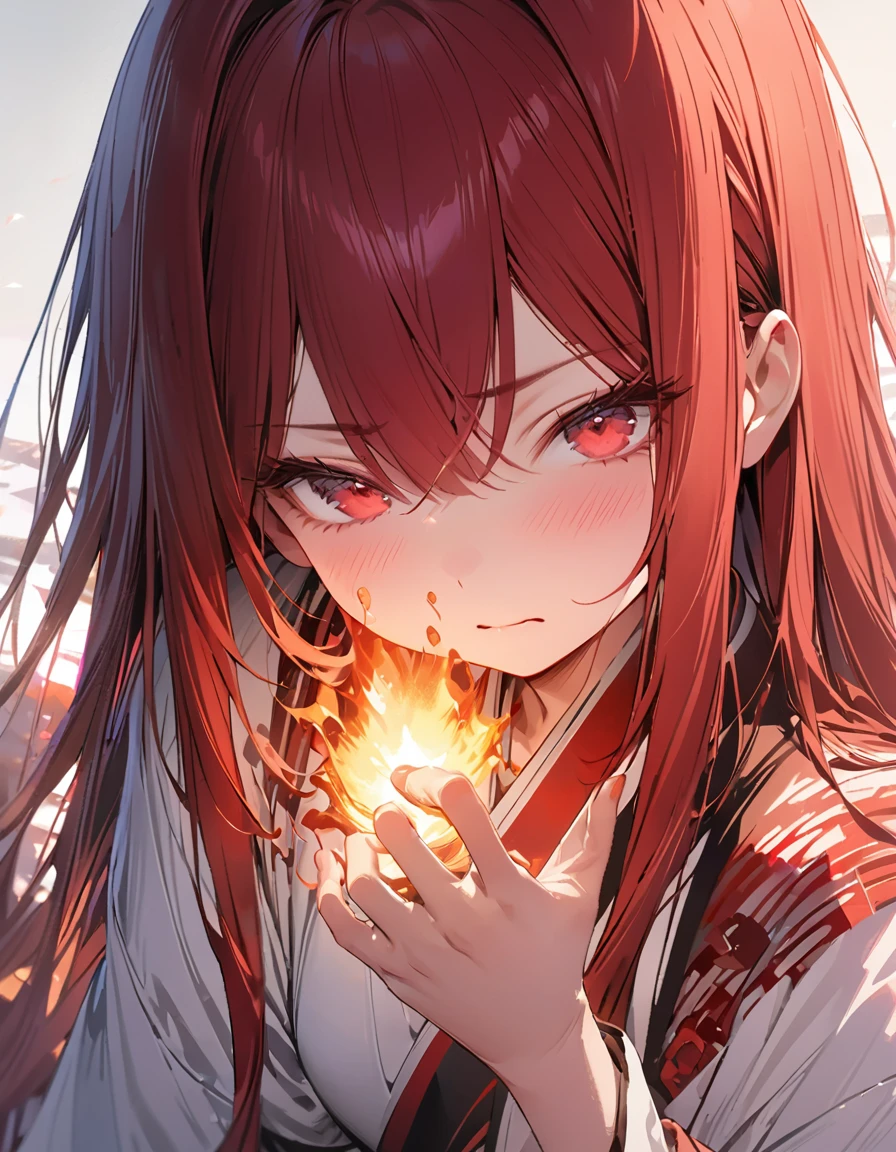 Embarrassed(Masseter muscle area, high quality, Mysterious, Beautiful and beautiful, Ideal body proportions, Official image art, Impressionism), (Ultra-high resolution, 8k RAW photos, Photorealistic, Natural light, Textile Shading),Perfect Fingers