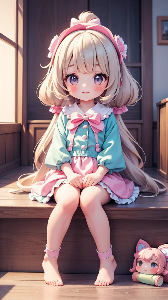((petite bishojo, 2girls)), ((kawaii lolie)), ((watery eyes)), ((masterpiece)), (top quality), ((hyper detailed)), (beautiful and aesthetic), (exquisite), (depth), (super detailed skin), (high standard), ((high resolution)), (perfect anatomy), (full body), (blush), (lipstick), (bare foot), (own room), (big bow in hair), ((dolly, girl sitting, wariza)), ((lesbian,g kiss face))