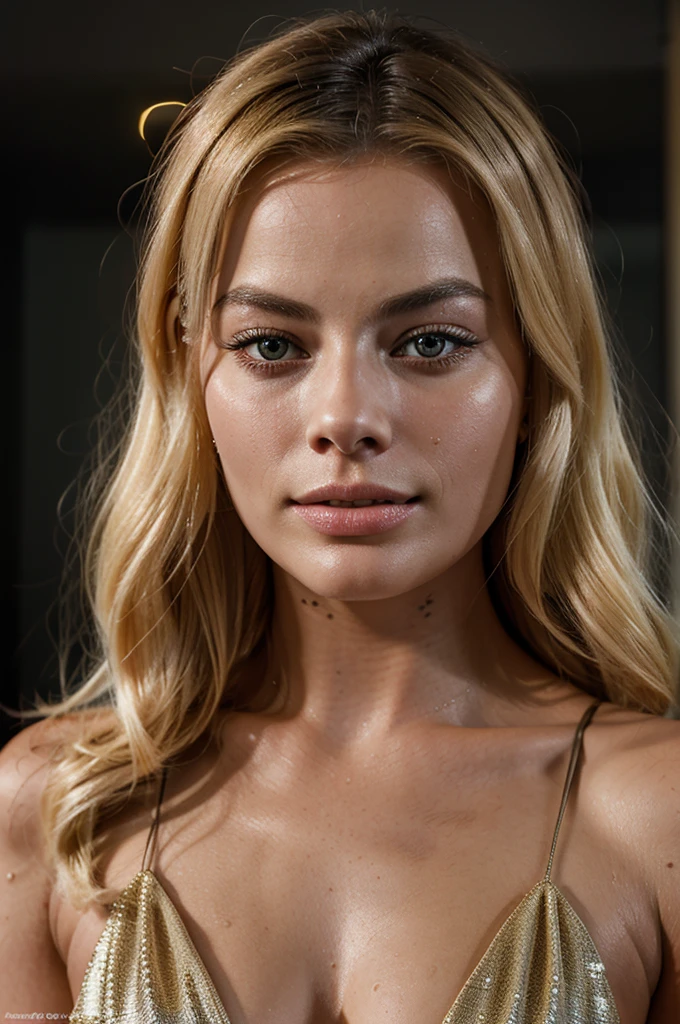 Generate me an image of a portrait of blonde Margot Robbie in 4K. ultra realistic