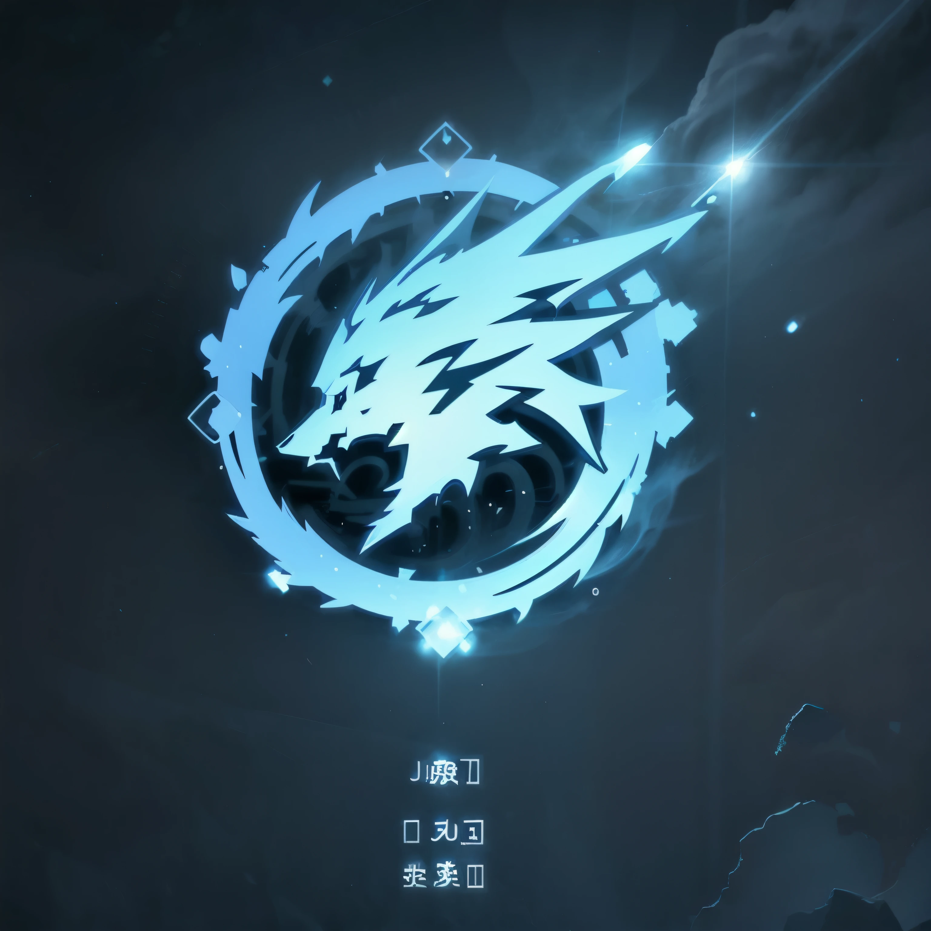 a logo using thunder, very simple for a lightning faction in an RPG world, thunder emblem, only light blue color, mighty, hectic, frantic, Symmetrical, posh, high qualiy, com fundo branco