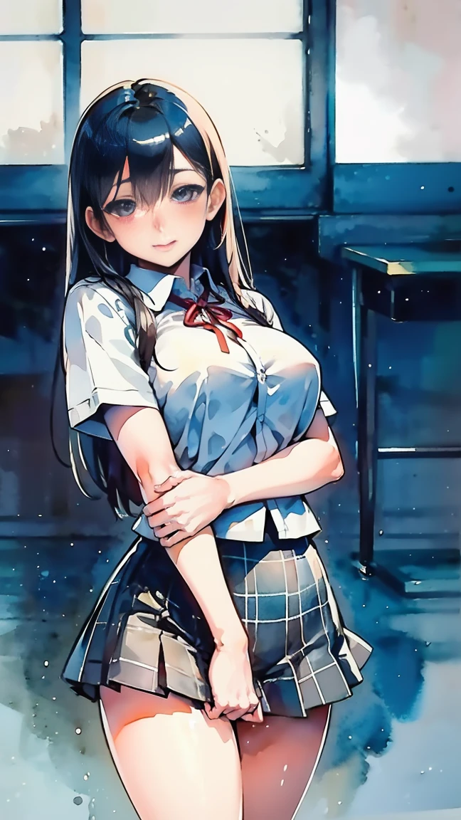 [WAI-ANI-NSFW-PONYXL:100],
score_9, score_8_up, score_7_up, score_6_up, score_5_up, score_4_up, masterpiece, best quality, source_anime, shiodare,
rating_explicit,


1girl, 1man, hetero, (princess carry, carrying person:1.2), vaginal, sex, hug, arms around neck,
sleepy, half-closed eyes, heavy breathing, blush, pussy juice, light smile, (open mouth:0.6),
classroom,
BREAK
15yo, loli, (large breasts:1.2), (black hair:1.2), (medium long hair:1.2), (hair between eyes:1), (straight hair:1.1), grey eyes, ultra detailed eyes, (tareme:1.3),(half-closed eyes:0.8),

BREAK (school uniform), (white collared shirt, plain pattern shirt, short sleeves, shirt tucked in:1), (red plain pattern narrow neck ribbon:1.1), (button gap:1),

BREAK (black and grey plaid pattern skirt:1), (pleated skirt, miniskirt:1.2),
BREAK faceless male, (8k, RAW photo, best quality, masterpiece, highres, absurdres, ultra detailed:1.3), (Photography, realistic, photo-realistic:1.4), (beautiful natural lighting, beautiful deatailed shadow, beautiful detailed glow :1.4), atmospheric, BREAK BREAK wakame,wakame,wakame,(cowboy shot,from front:1.4), BREAK manga illustration.media,manga style,(water color:1.15),
