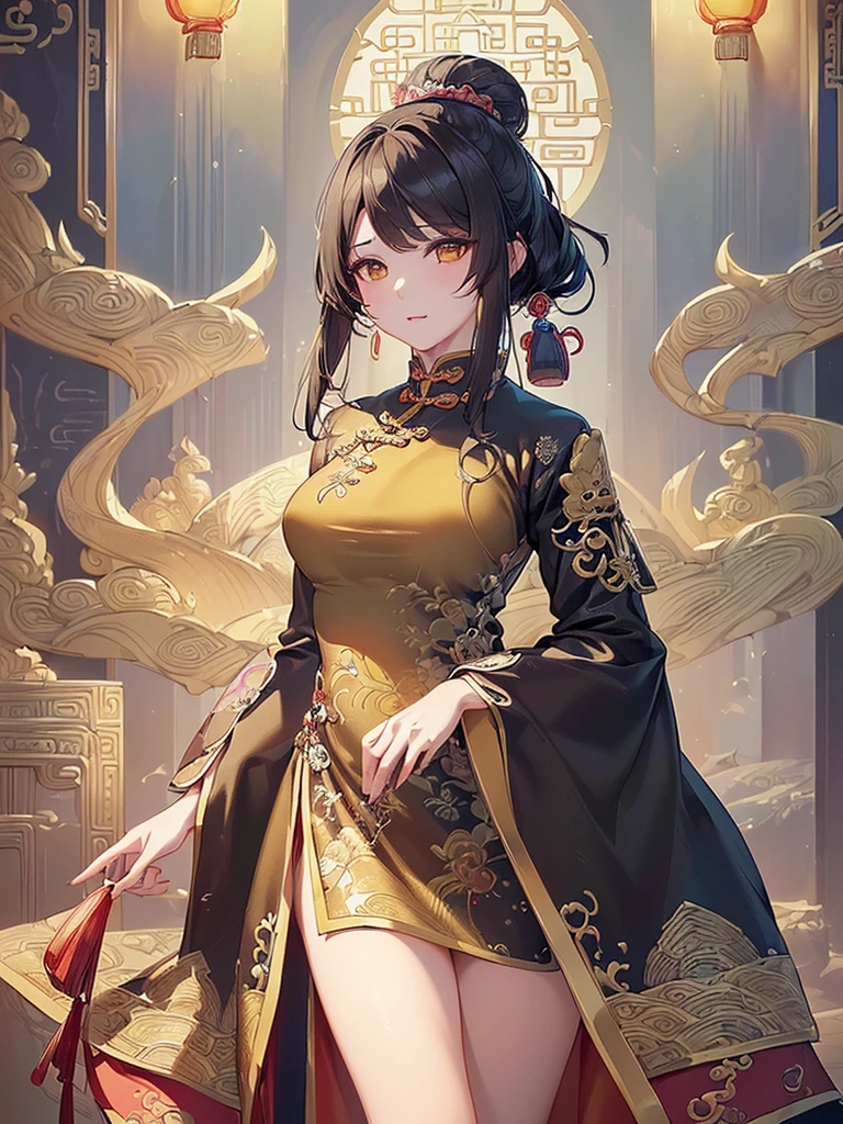 ((highest quality)),(ultra high resolution),(Super detailed),(detailed description),((best CG)),(best work of art),super precision art,great drawing art,(Fantasy art with precise details:1.5), (1 woman:1.5),(Mr.々Chinese-style costumes colored in different colors:1.5),Beautiful face 1.5,natural makeup:1.6,
