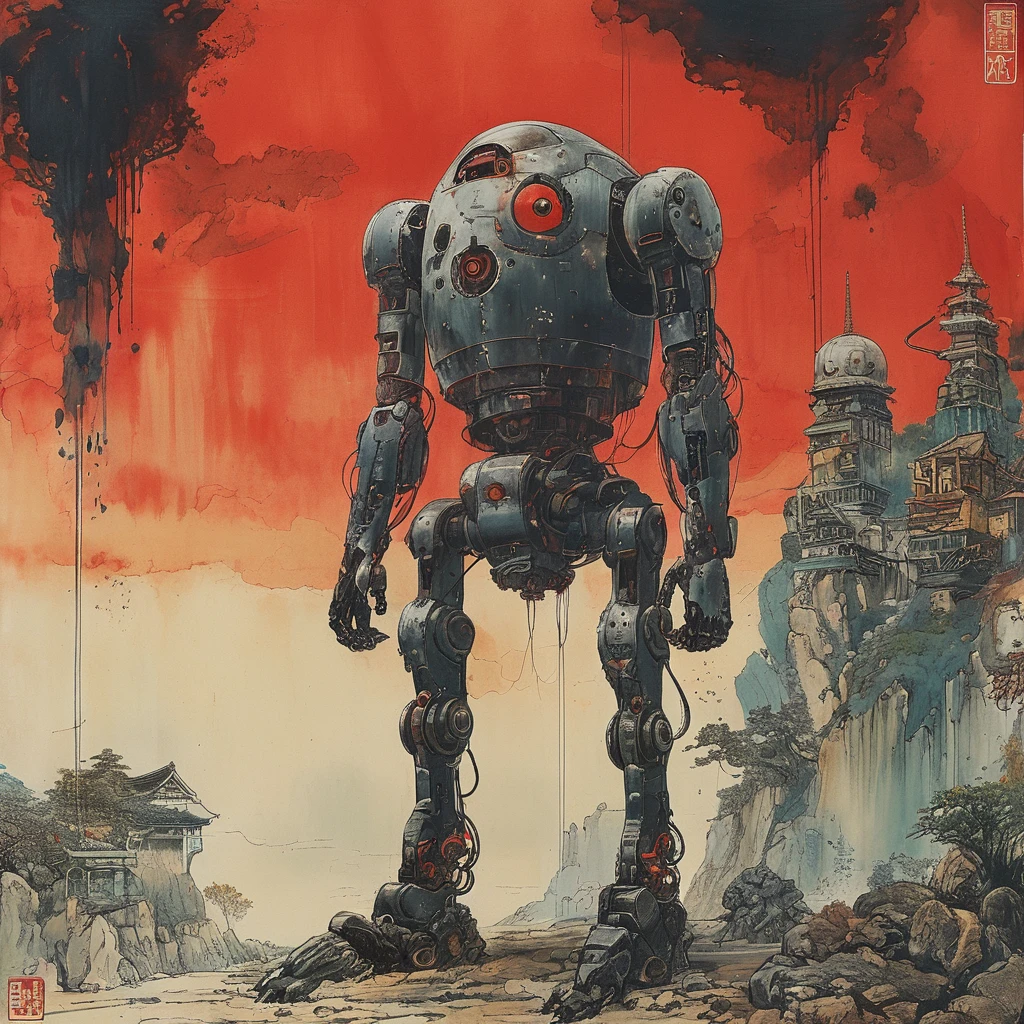 (((masterpiece))), (((best quality))), ((ultra-detailed)), (highly detailed CG illustration), ((an extremely delicate and beautiful)),(cute delicate face),cinematic light,((1mechanical girl)),solo,full body,(machine made joints:1.4),((machanical limbs)),(explosed muscles),(blood vessels connected to tubes),(a brain in container:1.3),((mechanical vertebra attaching to back)),((mechanical cervial attaching to neck)),((sitting)),expressionless,(wires and cables attaching to head and body:1.5),small breasts,short hair,(character focus),science fiction