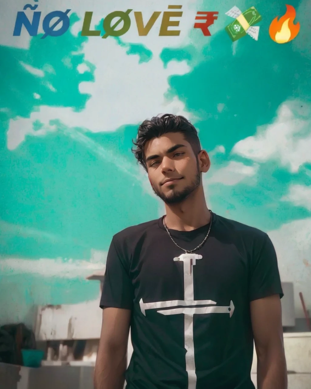 Homem cyberpunk, with robotic parts, with a gun for one hand, he is tall and thin with a menacing smile, ele tem o rosto with robotic parts e está de frente