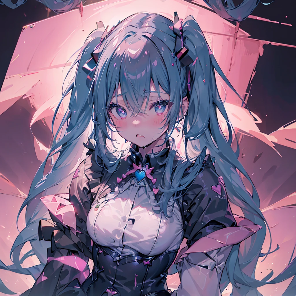 (masterpiece,Super detailed,In 8K,Best Composition,Moody lighting,Photorealistic,Dynamic Shot:1.5),hatsune miku,Dangerous Vampire,Adult sexy body,Light blue twin tails,,Double teeth,A small pink heart on her cheek,Pink and black gothic dress fashion,Jirai fashion with very delicate details,Black platform high boots,Beautiful long legs,Beautiful big ,Cute pose,,Lots of neon lights,ahegao, ((Heart-shaped pupils)), ((Sexy pose)) , saliva trail, full-face blush, Detailed super oily shiny skin, , , orgasm, , , arched back, , torogao, ahegao, BREAK, pink neon, Dramatic lighting, psychedelic, Clear liquid, Oculogyric crisis, night, dark church background, stained glass, colorful, neon disco