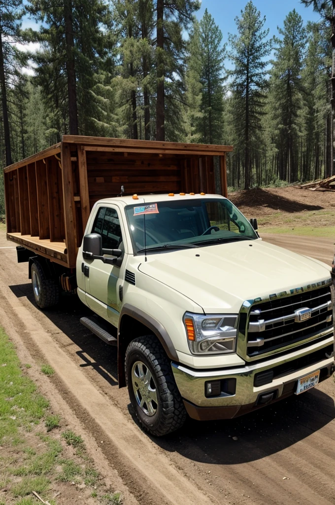 One truck with timber lod