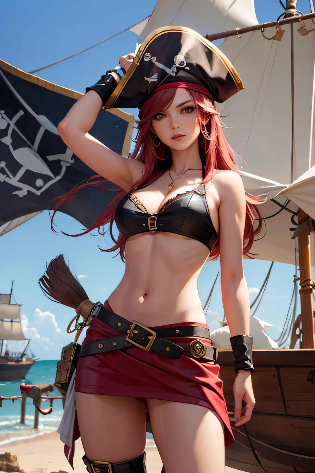 hot pirate women in a pirate ship