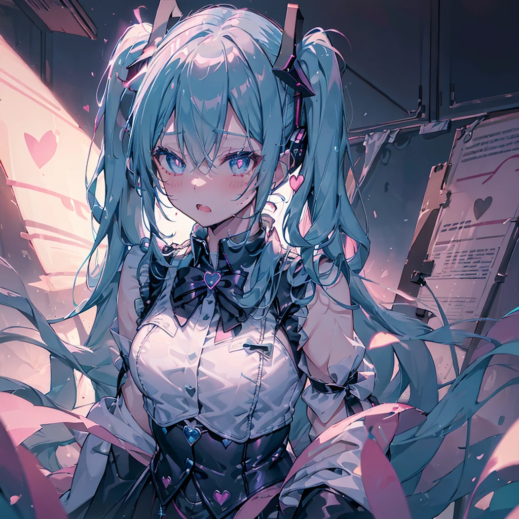 (masterpiece,Super detailed,In 8K,Best Composition,Moody lighting,Photorealistic,Dynamic Shot:1.5),hatsune miku,,Adult sexy body,Light blue twin tails,,Double teeth,A small pink heart on her cheek,Pink and black gothic dress fashion,Jirai fashion with very delicate details,Black platform high boots,Beautiful long legs,Beautiful big ,Nipples,pussy,Lots of neon lights,ahegao, ((Heart-shaped pupils)), ((Sexy pose)) , saliva trail, full-face blush, Detailed super oily shiny skin, , , orgasm, , , arched back, , torogao, ahegao, BREAK, pink neon, Dramatic lighting, psychedelic, Clear liquid, Oculogyric crisis, night, dark church background, stained glass, colorful, neon disco