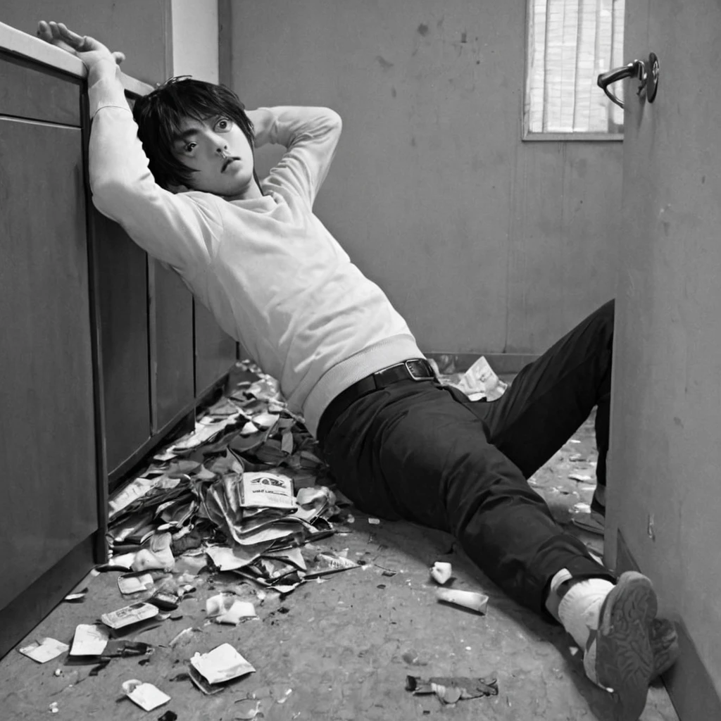 throwing trash on the floor, (anime), bizarre scenario, This is Junji, Yusuke Murata, black and white, 8K, anime, horror