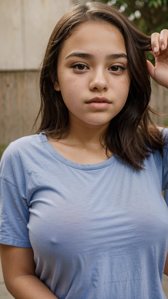 A 14 year old girl whos lips are massive and plumped thay are so thick thay and stick out so much that her lips cover her face